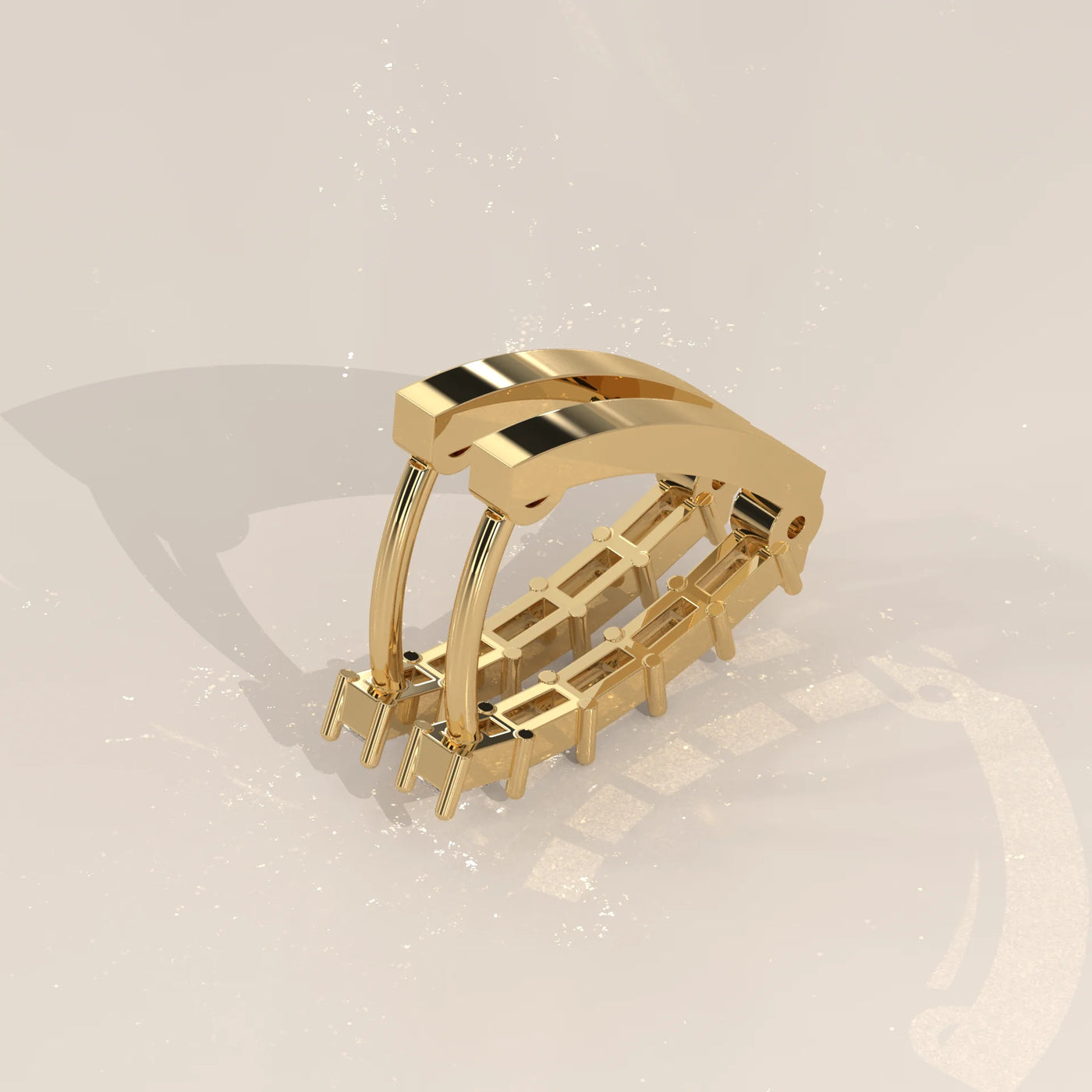 Angle View: Baguette Diamond Huggie Hoop Earrings with Prong Setting in Yellow Gold – Lab Grown – Driona Jewels