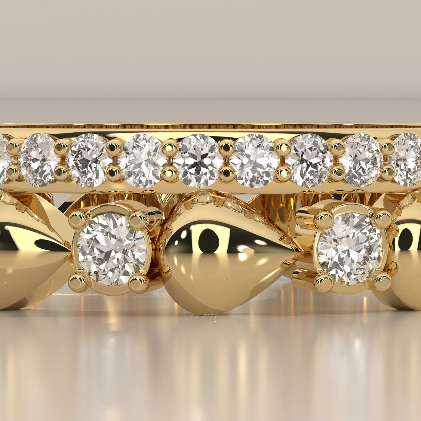 Stone Detail: Round Lab Grown Diamonds in Eternity Setting – Yellow Gold – Driona Jewels