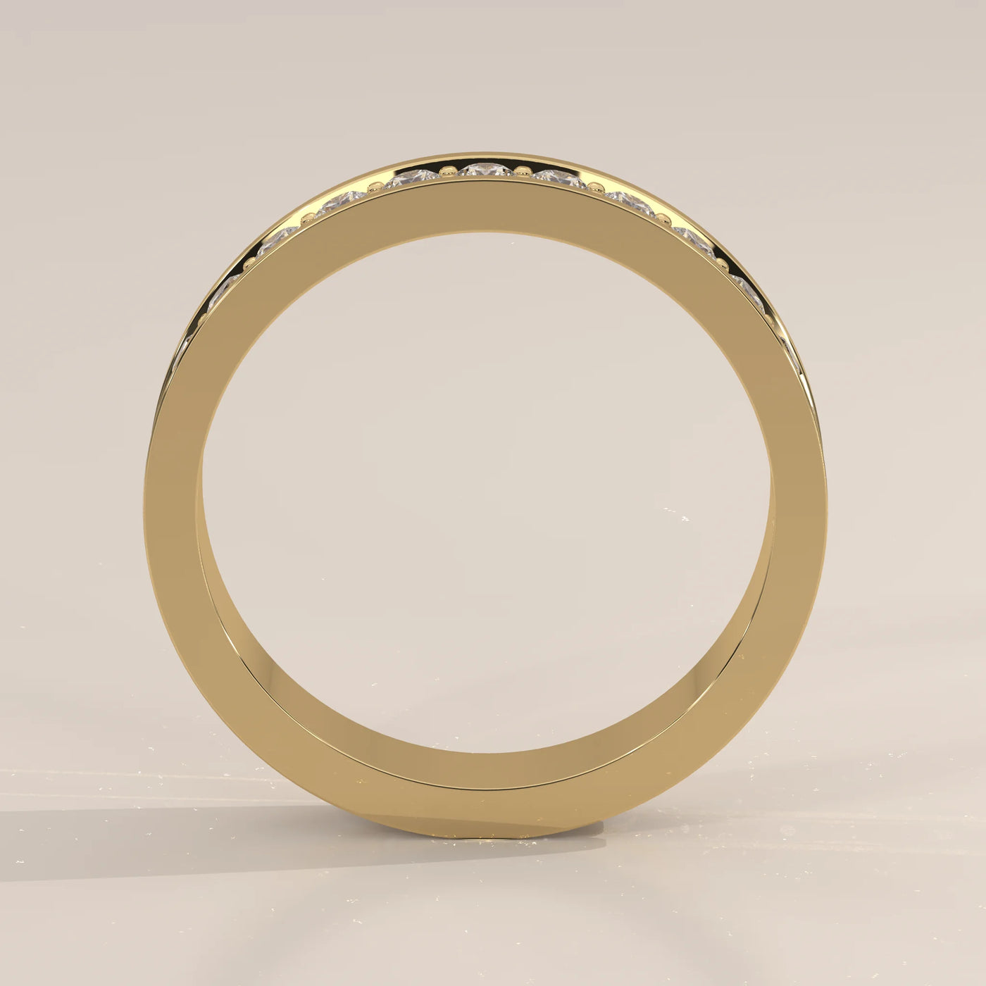 Front View: Round Diamond Eternity Band with Channel Setting in Yellow Gold – Lab Grown – Driona Jewels