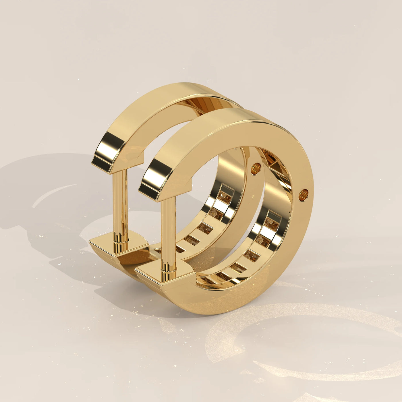 Angle View: Round Diamond Hoop Earrings with Channel Setting in Yellow Gold – Lab Grown – Driona Jewels