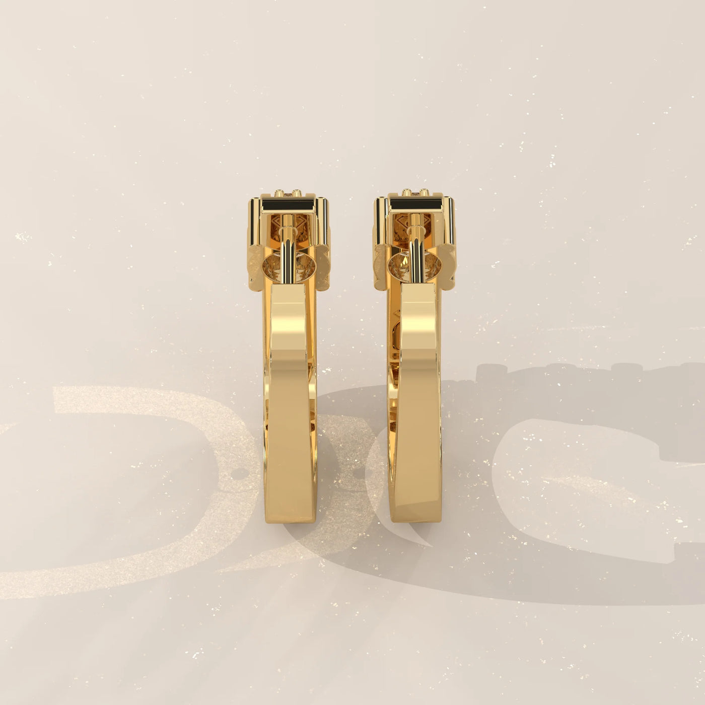 Back View: Round Diamond Hoop Earrings with Channel Setting in Yellow Gold – Lab Grown – Driona Jewels