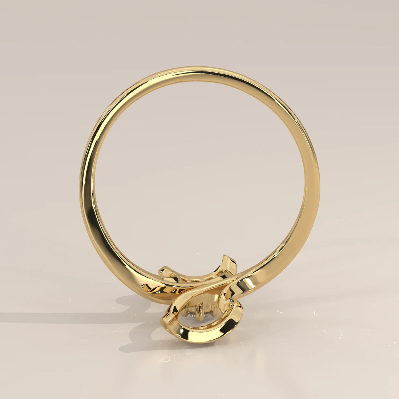 Front View: Round Diamond Ring with Bypass Setting in Yellow Gold – Lab Grown – Driona Jewels