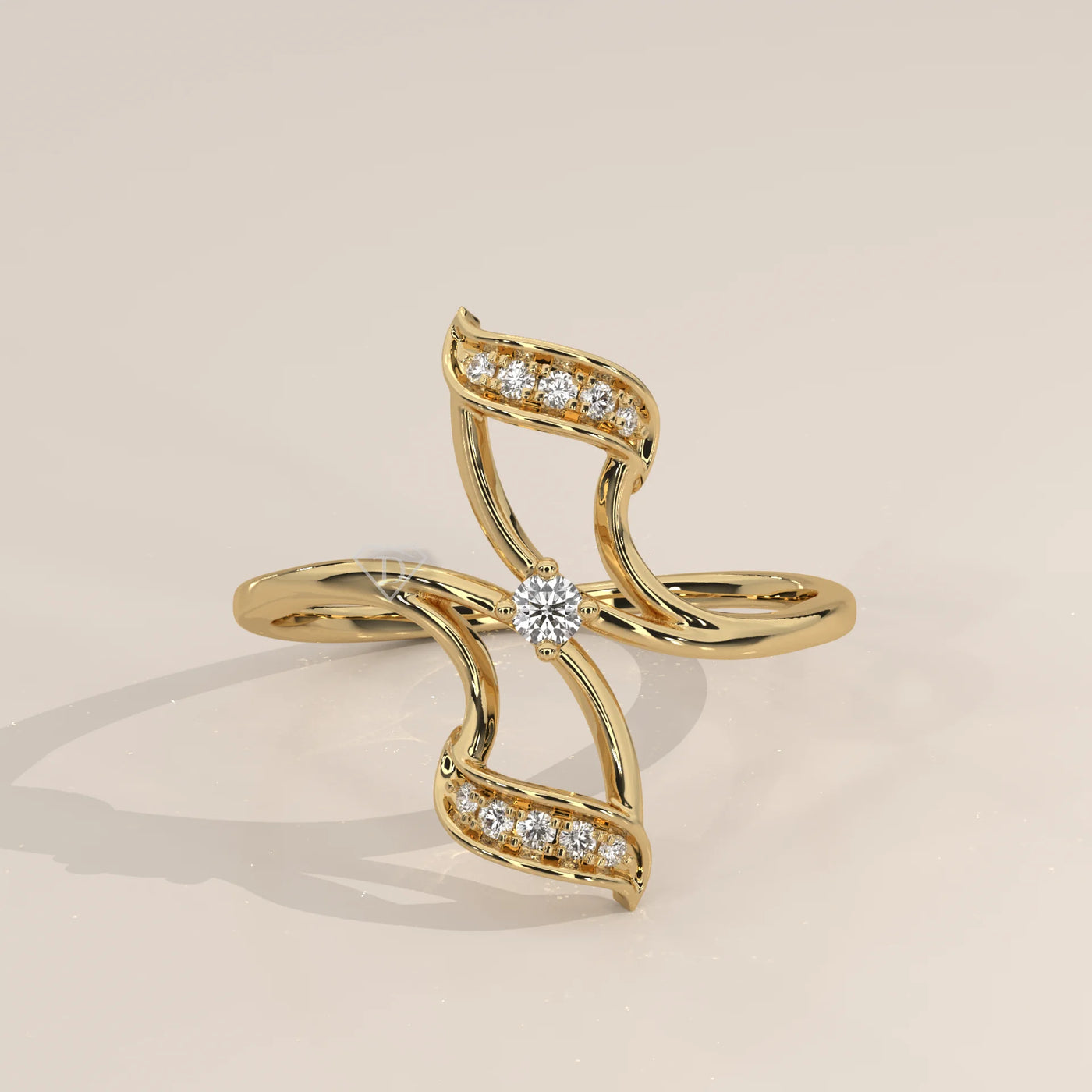Side Profile: Round Diamond Ring with Bypass Setting in Yellow Gold – Lab Grown – Driona Jewels