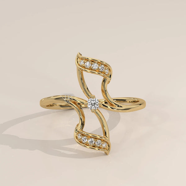 Side Profile: Round Diamond Ring with Bypass Setting in Yellow Gold – Lab Grown – Driona Jewels