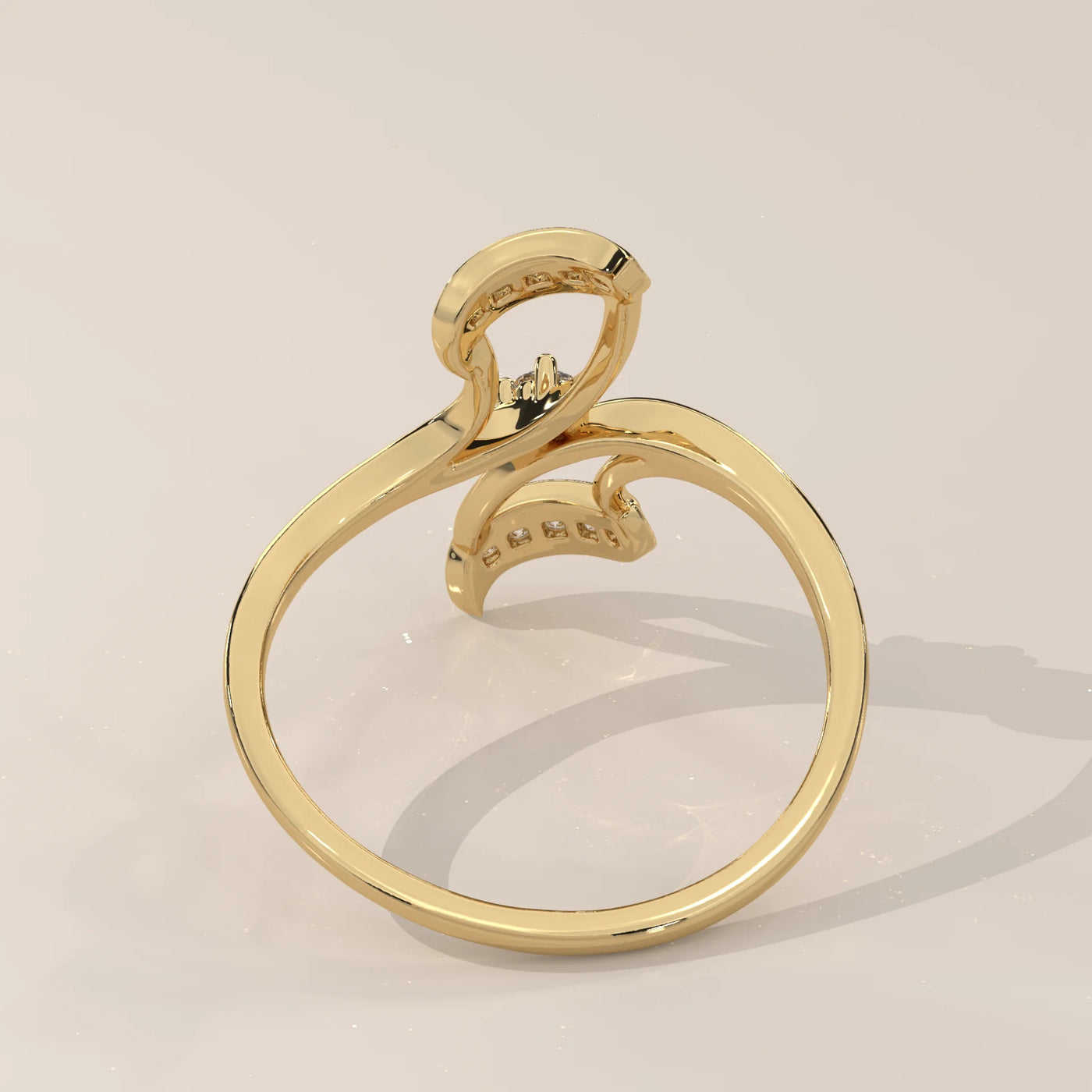 Top View: Round Diamond Ring with Bypass Setting in Yellow Gold – Lab Grown – Driona Jewels