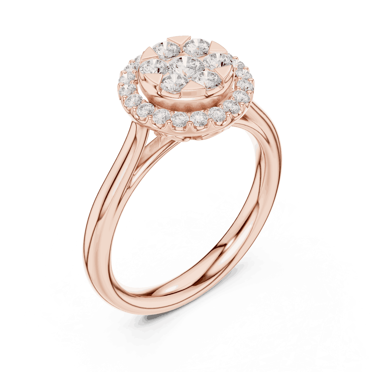 Round Diamond Halo Engagement Ring Rose Gold 18K | Lab Grown | Driona Jewels