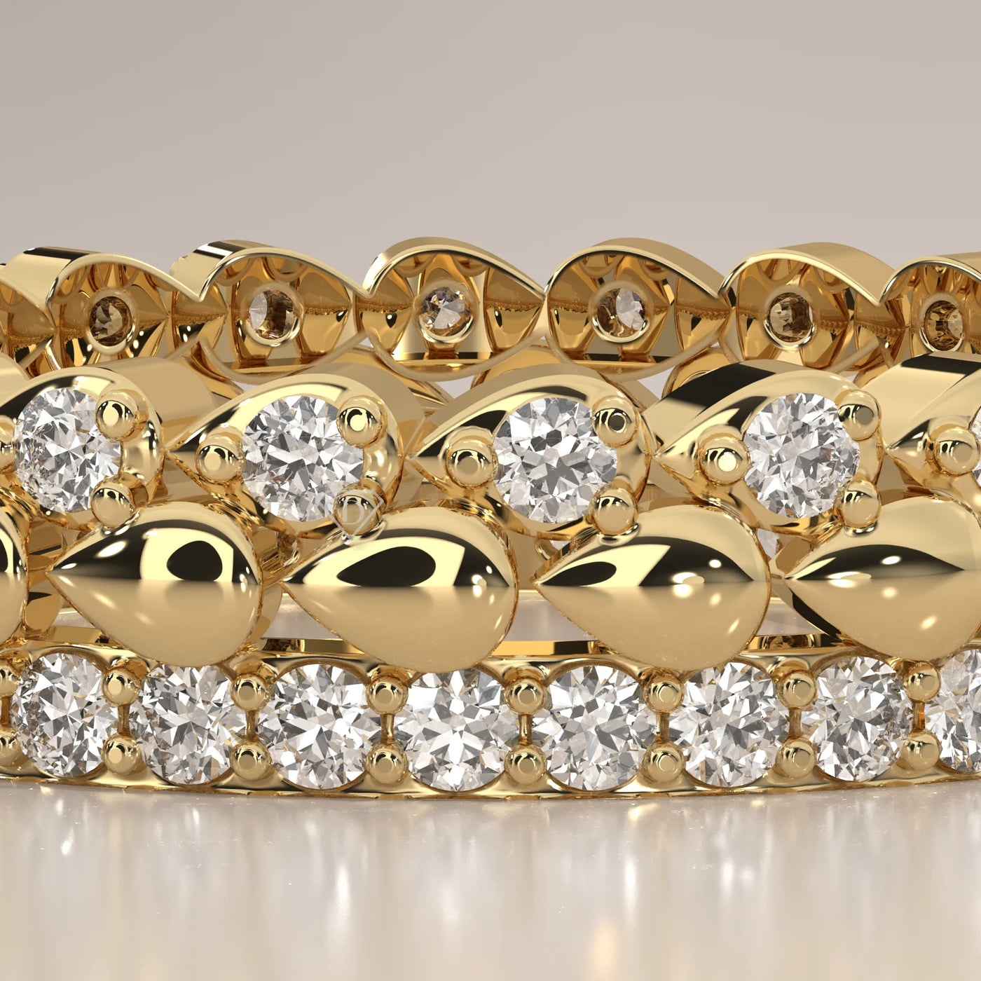 Stone Detail: Round Lab Grown Diamonds in Eternity Setting – Yellow Gold – Driona Jewels