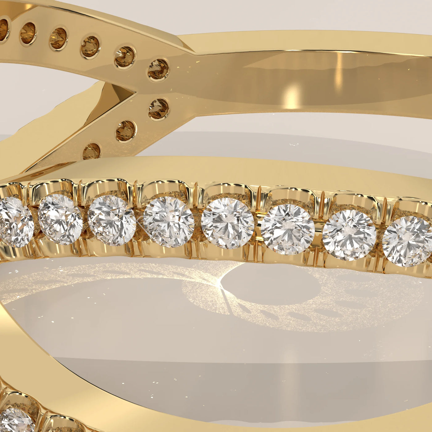 Close-Up: Round Diamond Ring with Split Shank Setting in Yellow Gold – Lab Grown – Driona Jewels