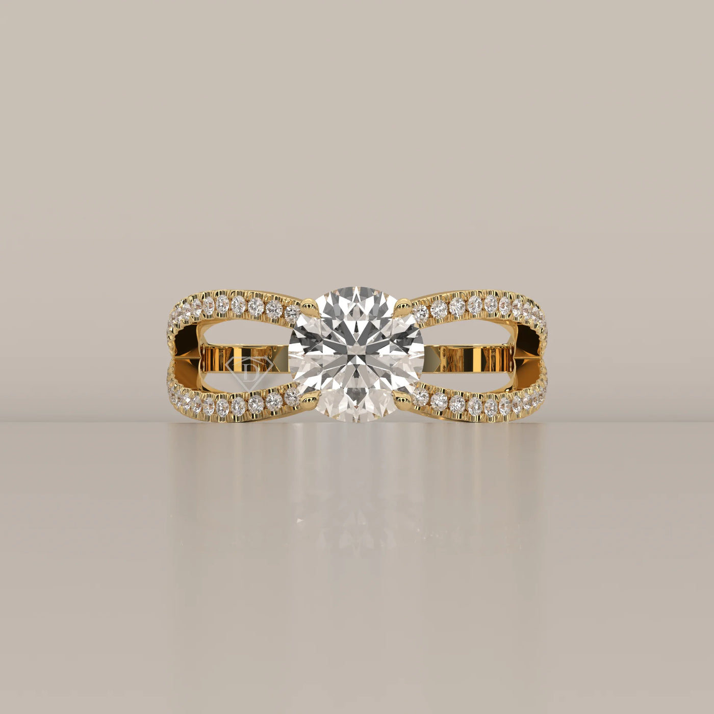 Side Profile: Round Diamond Ring with Split Shank Setting in Yellow Gold – Lab Grown – Driona Jewels