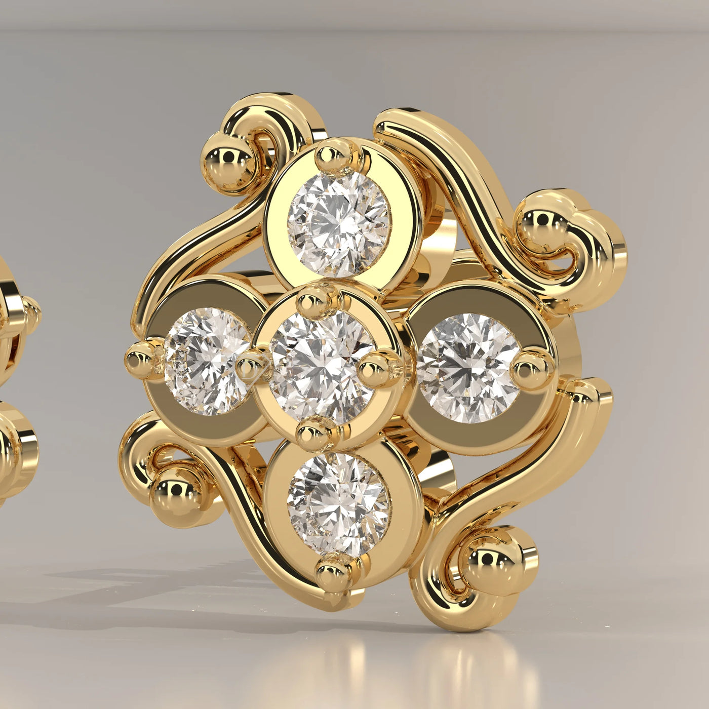 Stone Detail: Round Lab Grown Diamonds in Cluster Setting – Yellow Gold – Driona Jewels