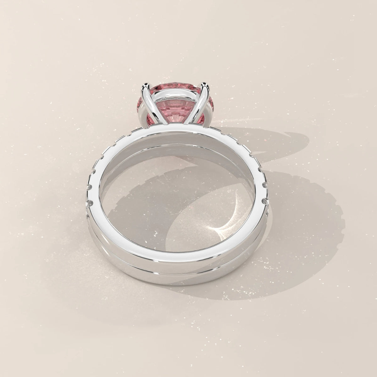 Back view: Round Diamond Matching Wedding Band with Claw Setting in Platinum – Lab Grown – Driona Jewels