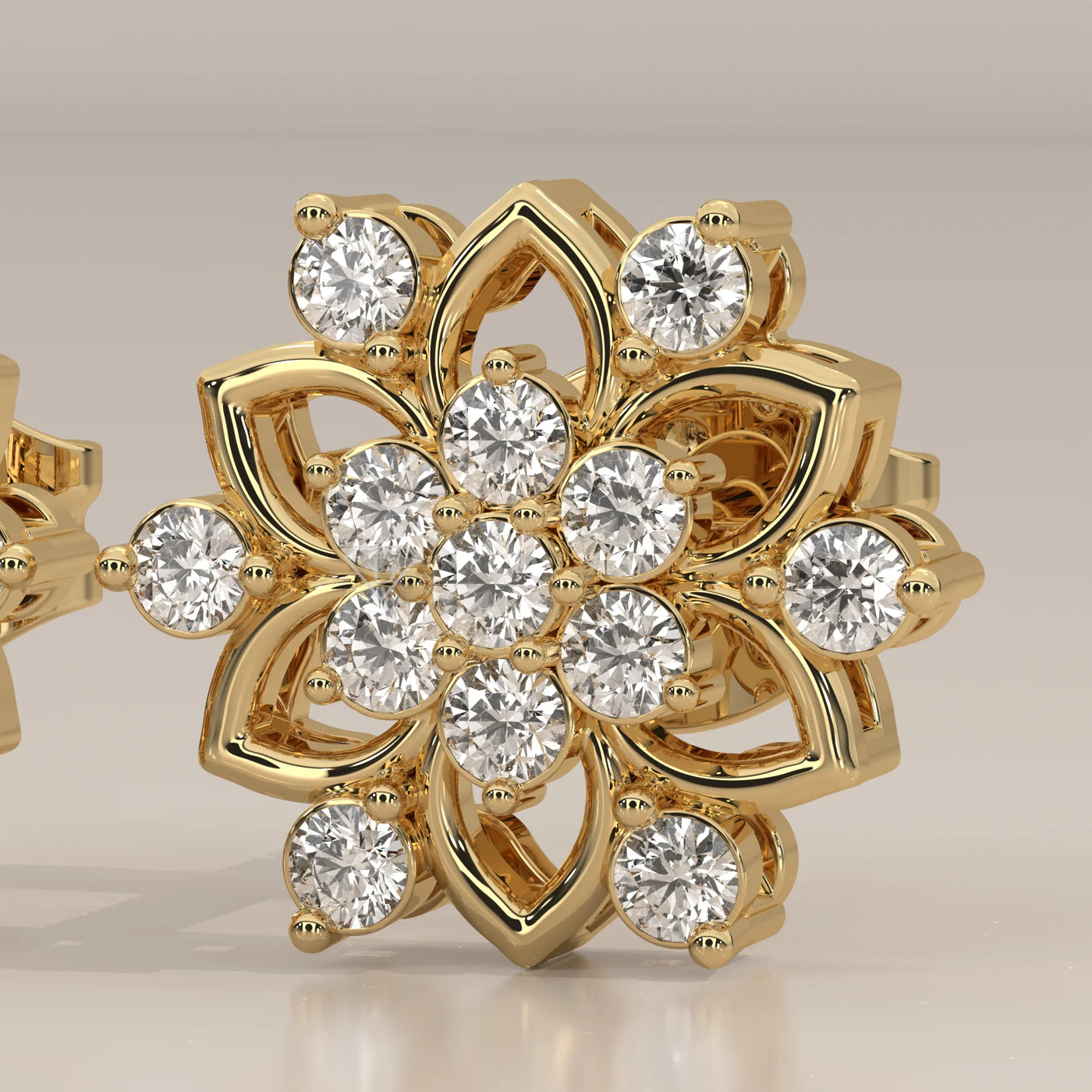 Stone Detail: Round Lab Grown Diamonds in Cluster Setting – Yellow Gold – Driona Jewels