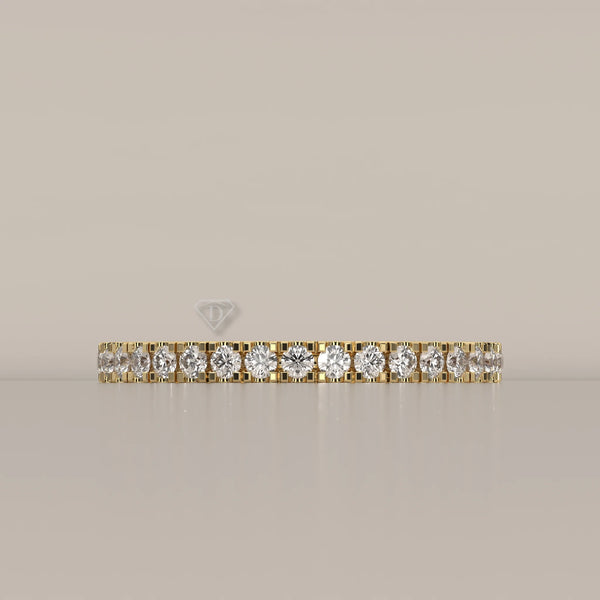 Side Profile: Round Diamond Eternity Band with Pavé Setting in Yellow Gold – Lab Grown – Driona Jewels