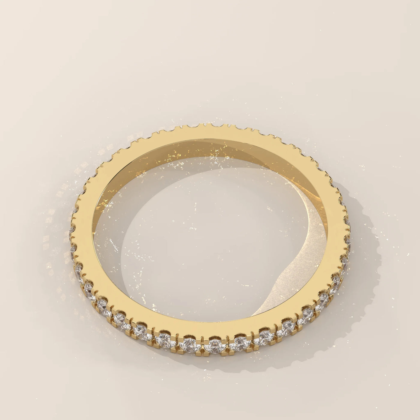 Top View: Round Diamond Eternity Band with Pavé Setting in Yellow Gold – Lab Grown – Driona Jewels