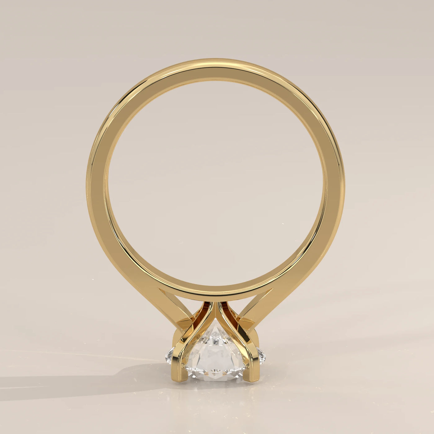 Front View: Round Diamond Engagement Ring with Solitaire Setting in Yellow Gold – Lab Grown – Driona Jewels