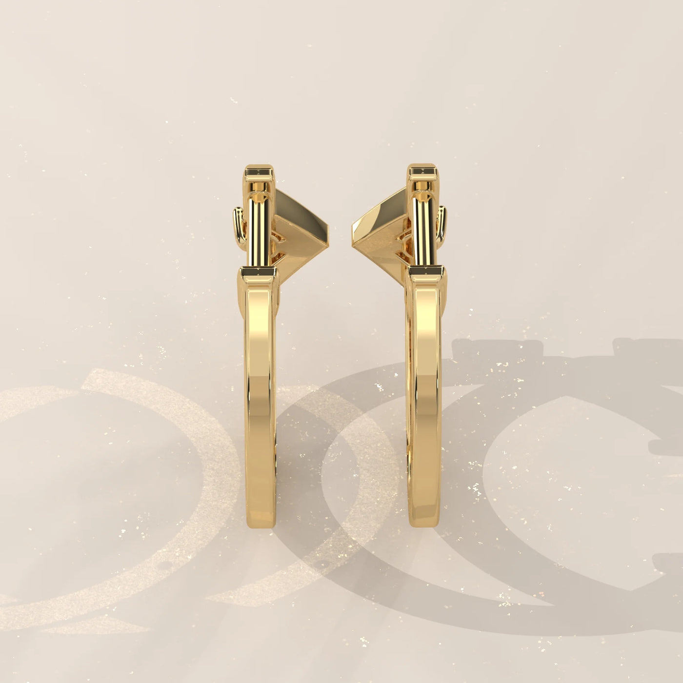Back View: Round Diamond Huggie Hoop Earrings with Solitaire Setting in Yellow Gold – Lab Grown – Driona Jewels