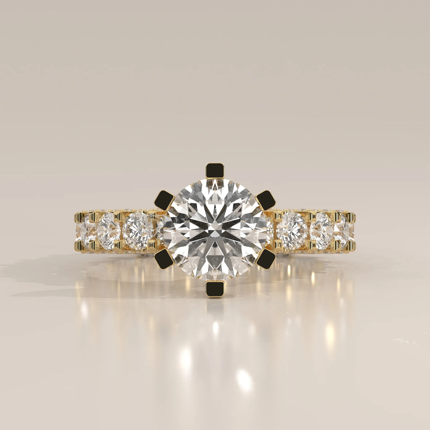 Side Profile: Round Diamond Ring with Solitaire Setting in Yellow Gold – Lab Grown – Driona Jewels