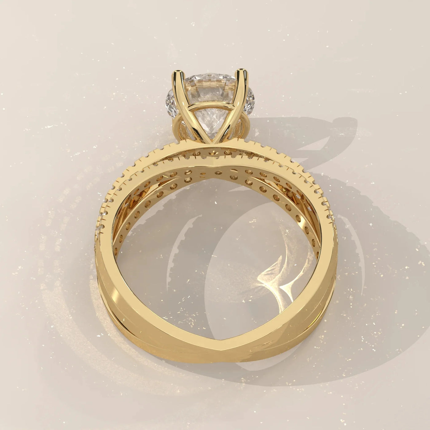 Top View: Round Diamond Ring with Solitaire Setting in Yellow Gold – Lab Grown – Driona Jewels