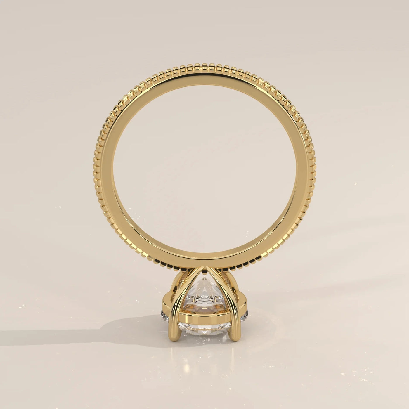 Side Profile: Round Diamond Ring with Solitaire Setting in Yellow Gold – Lab Grown – Driona Jewels