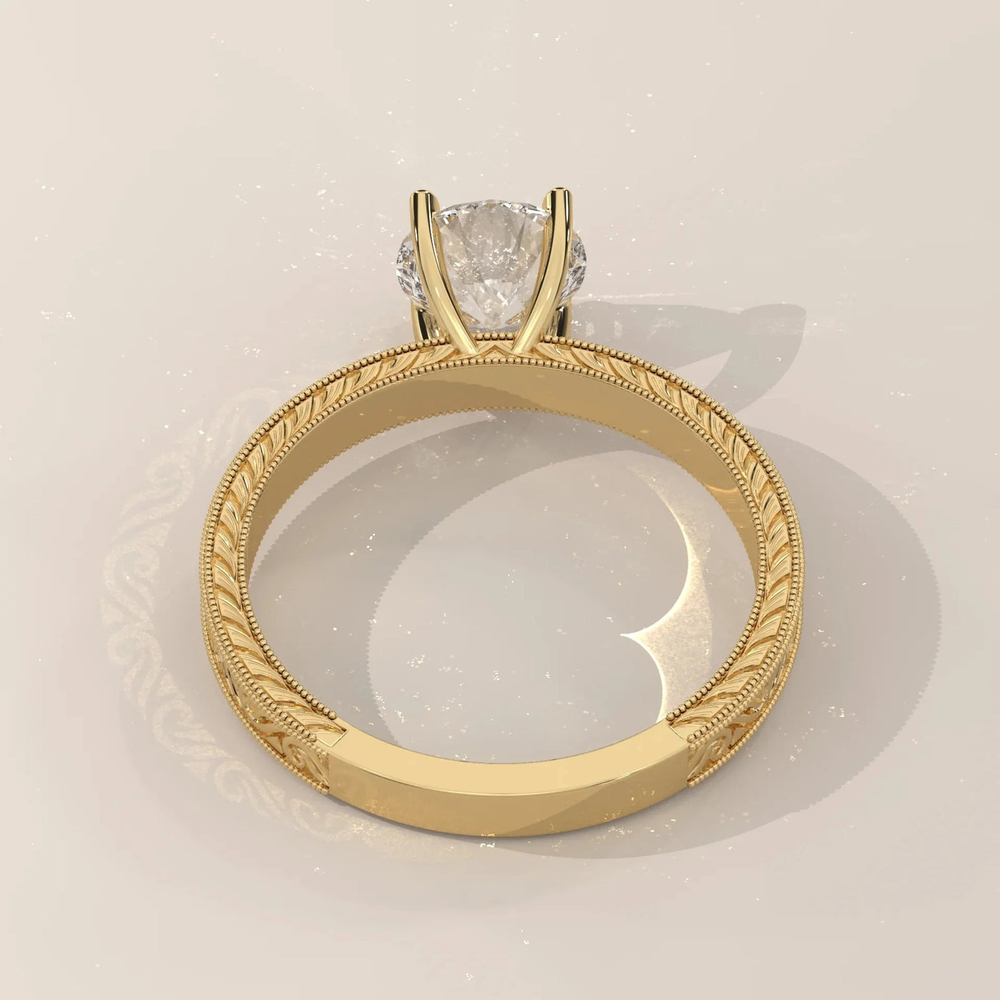 Side Profile: Round Diamond Ring with Solitaire Setting in Yellow Gold – Lab Grown – Driona Jewels