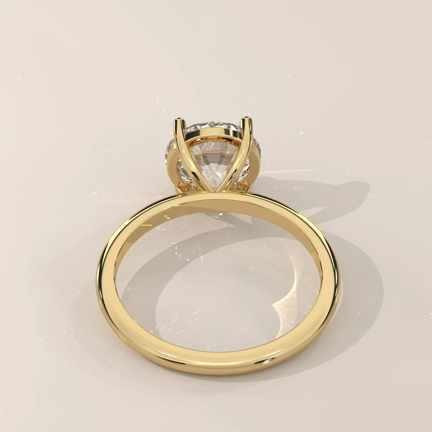 Side Profile: Round Diamond Ring with Solitaire Setting in Yellow Gold – Lab Grown – Driona Jewels