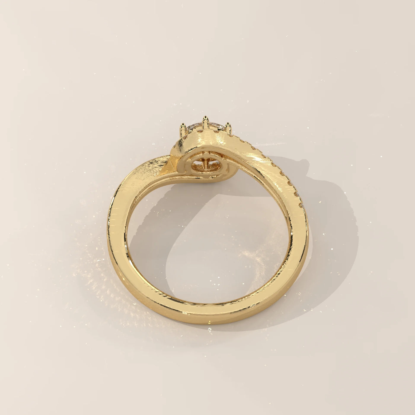 Front View: Round Diamond Ring with Twisted Setting in Yellow Gold – Lab Grown – Driona Jewels