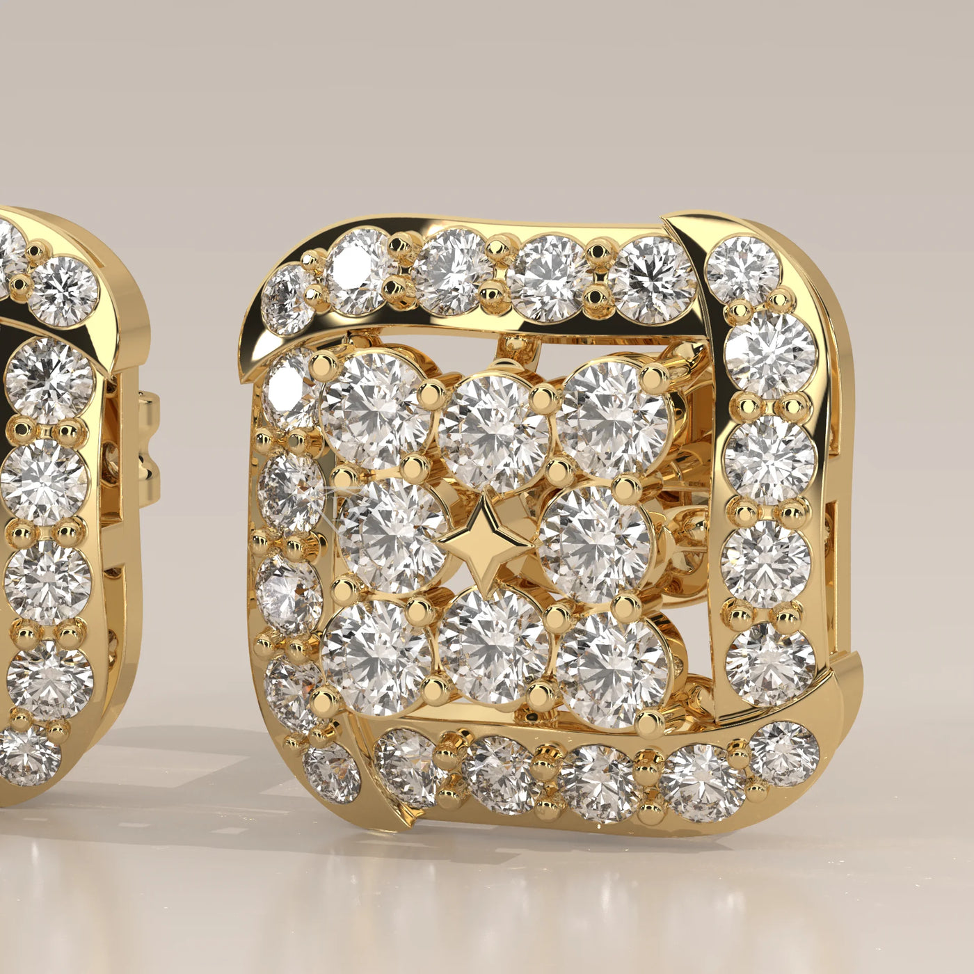 Stone Detail: Round Lab Grown Diamonds in Halo Setting – Yellow Gold – Driona Jewels