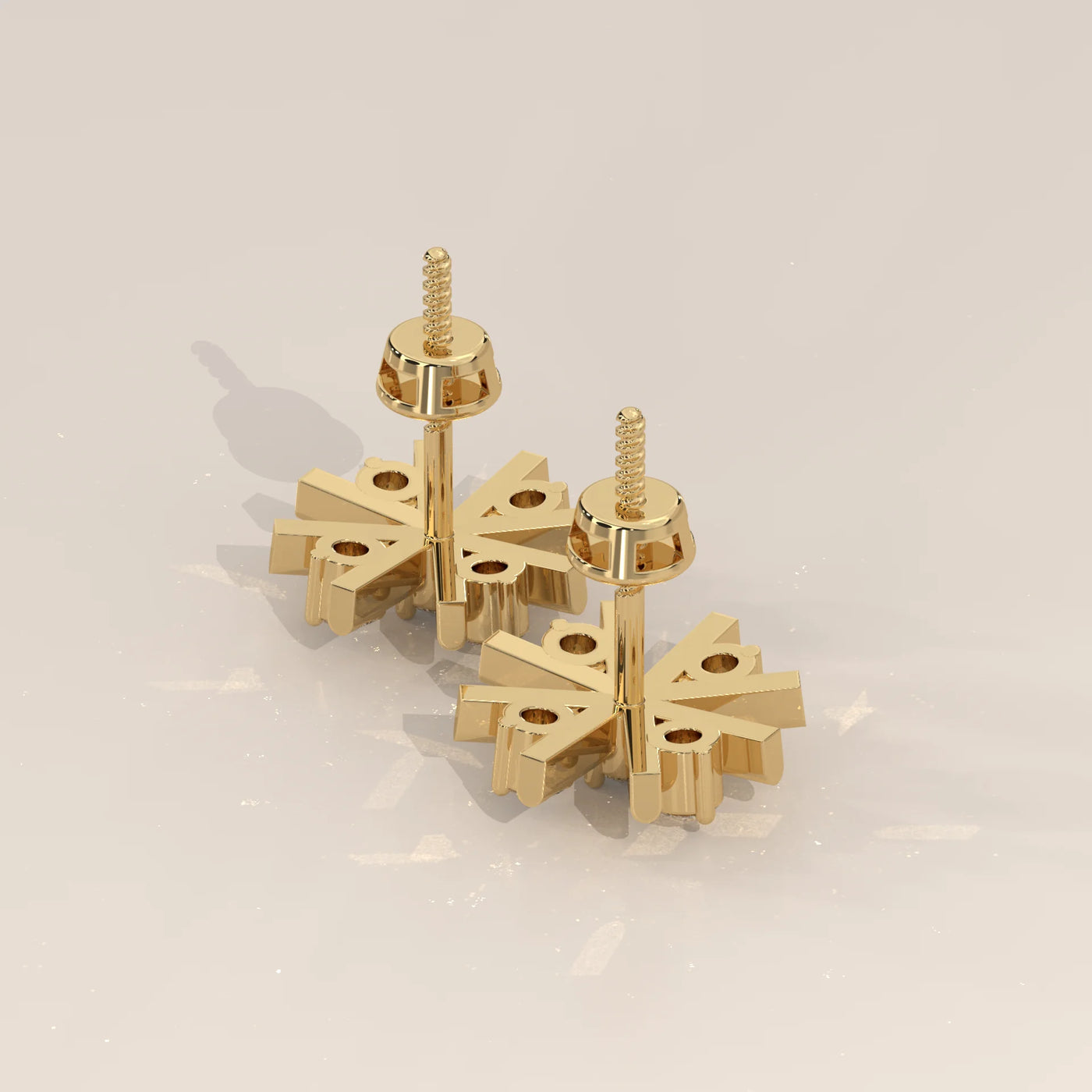 Angle View: Round Diamond Stud Earrings with Cluster Setting in Yellow Gold – Lab Grown – Driona Jewels