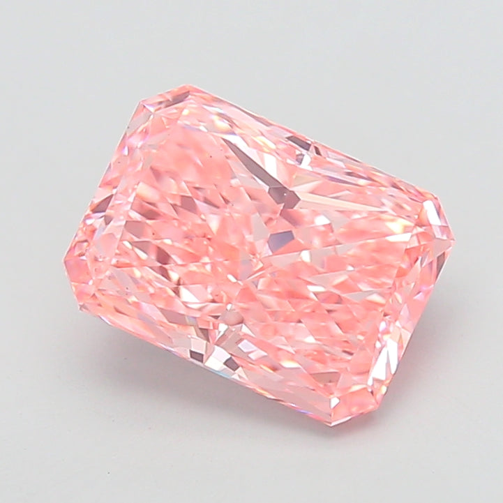 5.01 carat fancy vivid pink radiant lab grown diamond VS1 clarity