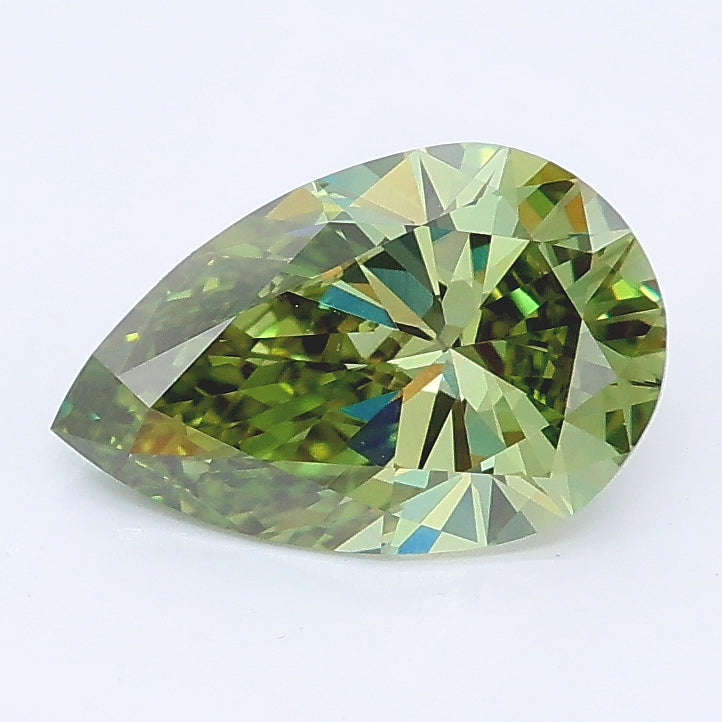 1.50 carat fancy vivid green pear lab grown diamond VS1 clarity