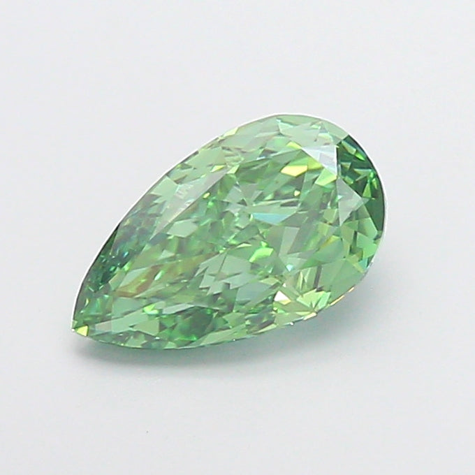 1.57 carat fancy vivid green pear lab grown diamond VVS2 clarity