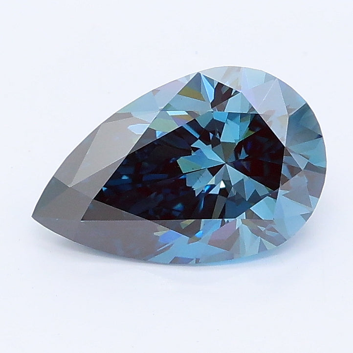 1.55 carat fancy blue pear lab grown diamond VVS2 clarity