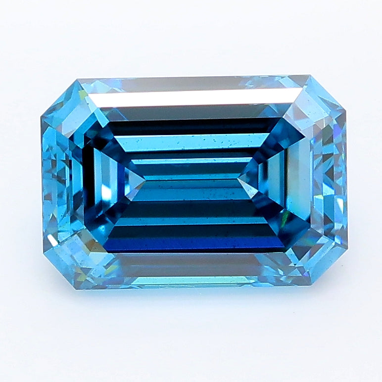 2.46 carat fancy vivid blue emerald lab grown diamond SI1 clarity