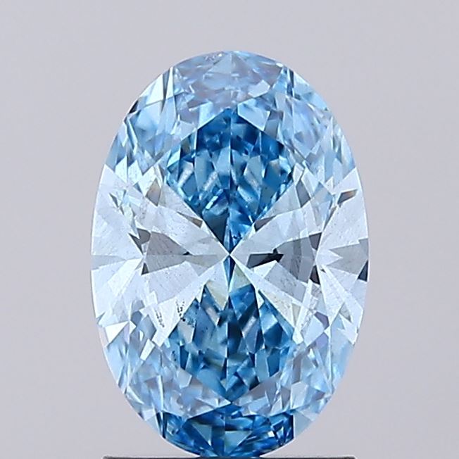 1.54 carat fancy vivid blue oval lab grown diamond SI1 clarity