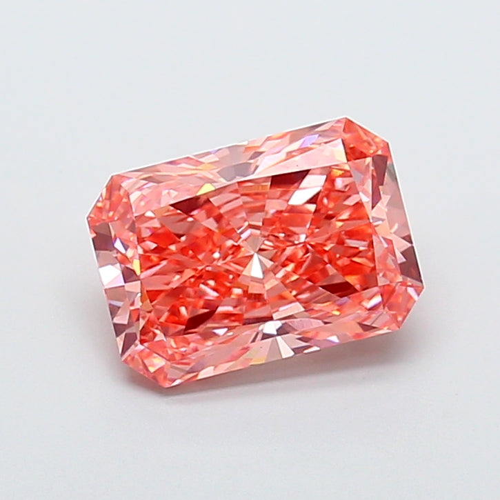 4.09 carat fancy vivid pink radiant lab grown diamond VVS2 clarity