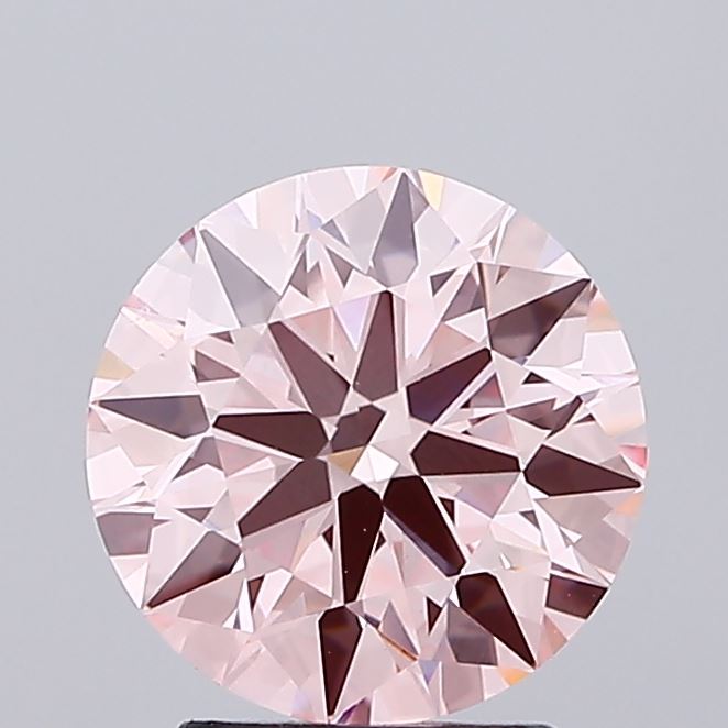 2.52 carat fancy vivid pink round lab grown diamond VS1 clarity