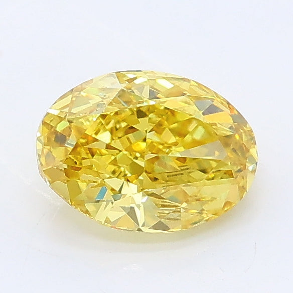 1.01 carat fancy vivid yellow oval lab grown diamond VS1 clarity