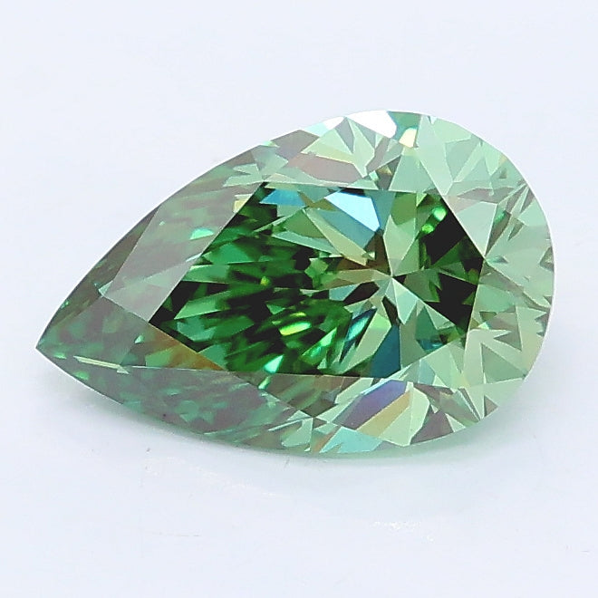 1.27 carat fancy vivid green pear lab grown diamond VS2 clarity