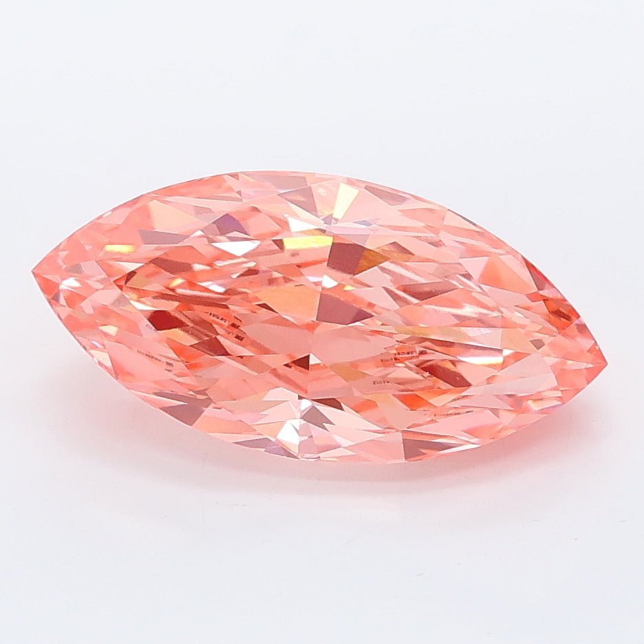 3.05 carat fancy vivid pink marquise lab grown diamond VVS2 clarity