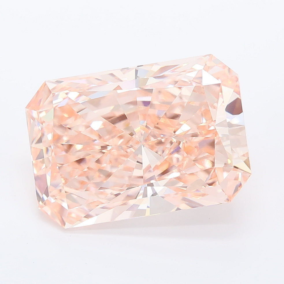 5.02 carat fancy vivid pink radiant lab grown diamond VVS2 clarity