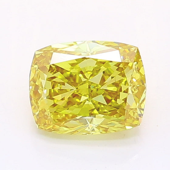 0.96 carat fancy intense yellow cushion lab grown diamond VS1 clarity