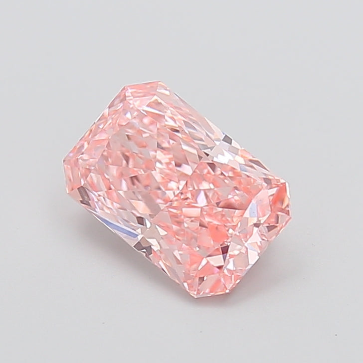 2.18 carat fancy vivid pink radiant lab grown diamond VS1 clarity