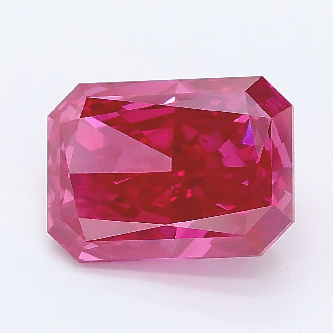 1.68 carat fancy vivid pink radiant lab grown diamond VS1 clarity