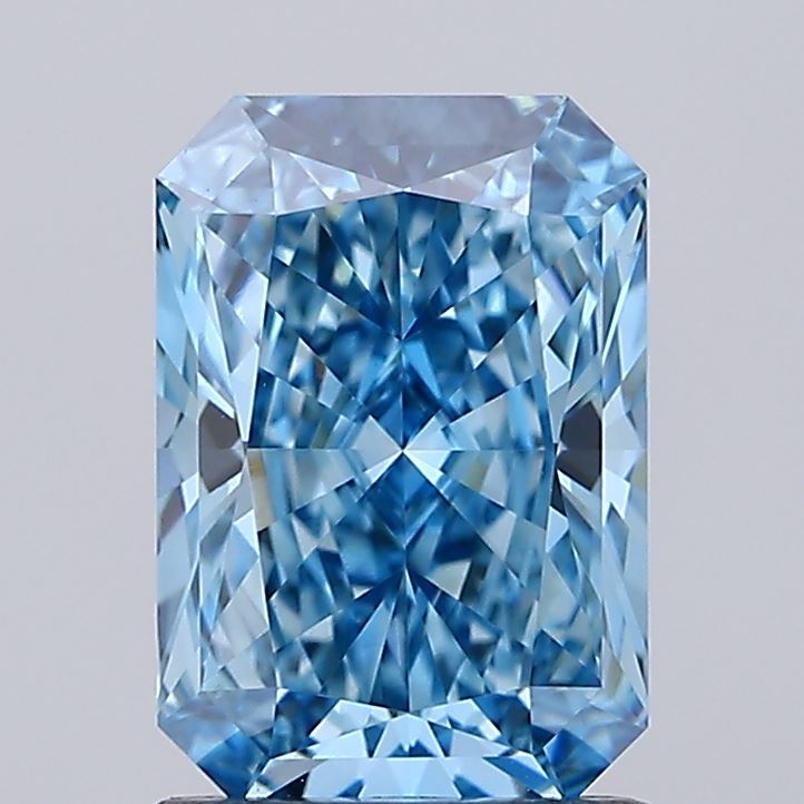1.54 carat fancy vivid blue radiant lab grown diamond VS1 clarity