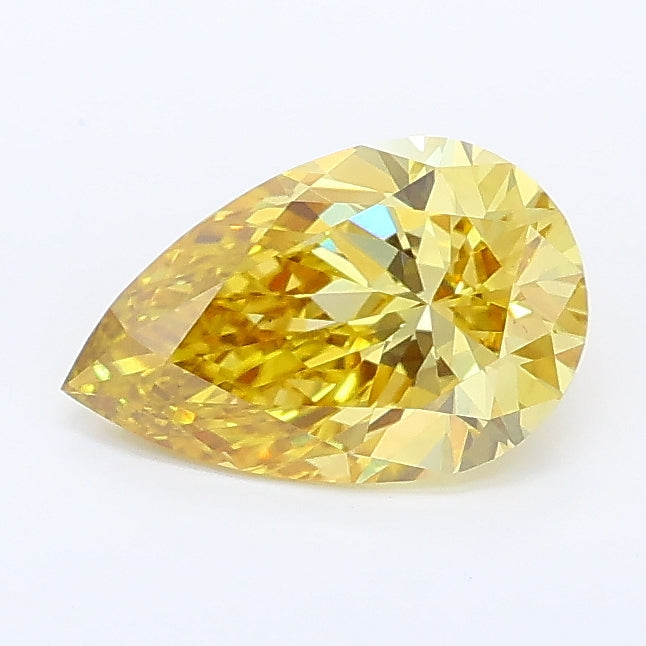 0.98 carat fancy intense yellow pear lab grown diamond VS1 clarity