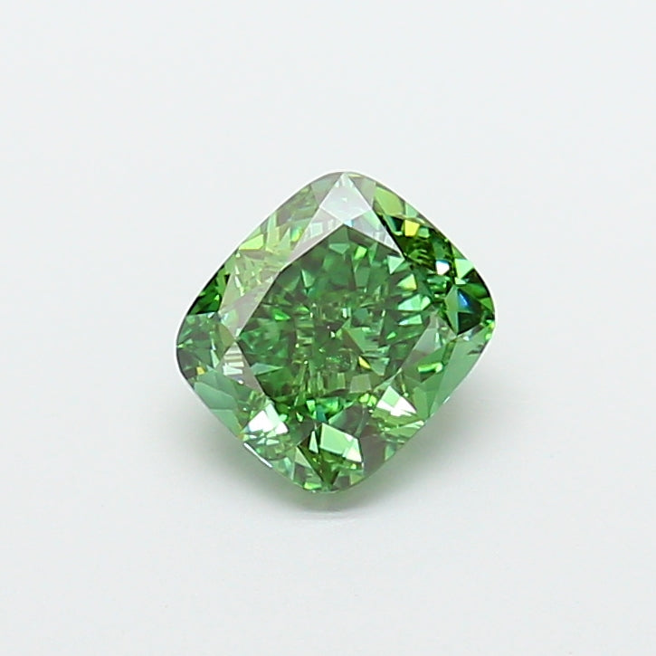 2.06 carat fancy vivid green cushion lab grown diamond VVS2 clarity