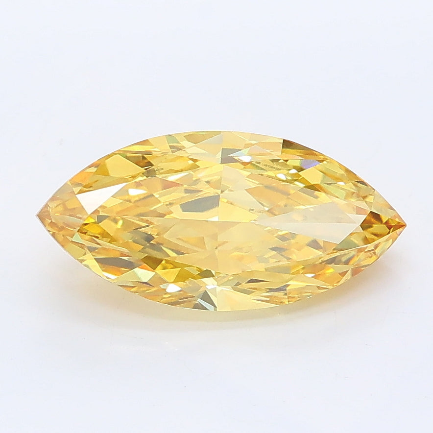 2.03 carat fancy intense yellow marquise lab grown diamond VS2 clarity