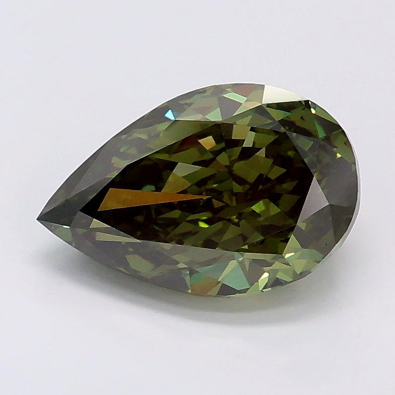 2.07 carat fancy vivid green pear lab grown diamond VS1 clarity