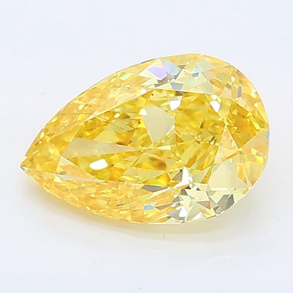 1.02 carat fancy intense yellow pear lab grown diamond VS2 clarity