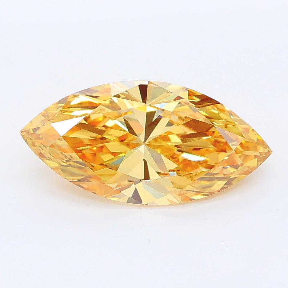 1.94 carat fancy intense yellow marquise lab grown diamond VS1 clarity